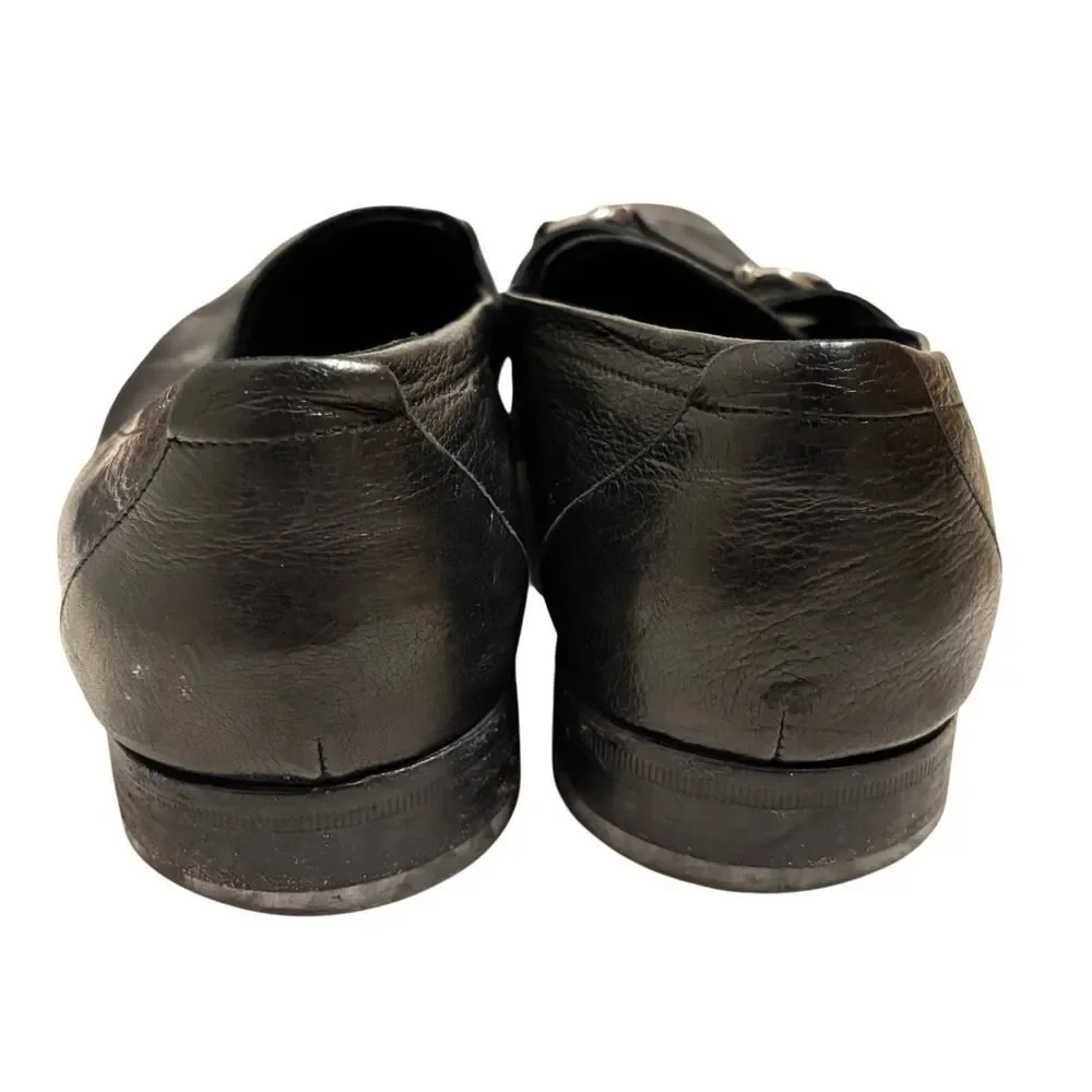 Salvatore Ferragamo loafers featuring silver Gancini bit hardware, men’s size 9